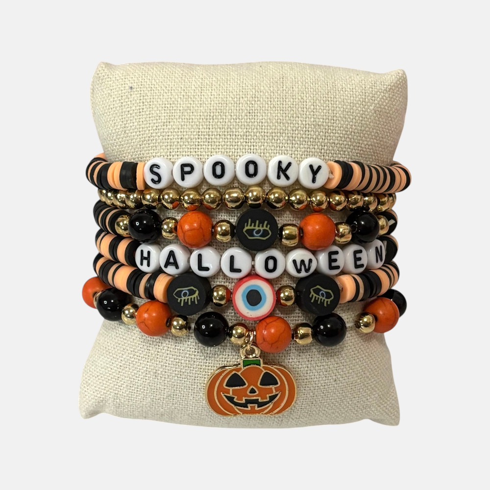 Halloween Pumpkin 6-Piece Bracelet Set